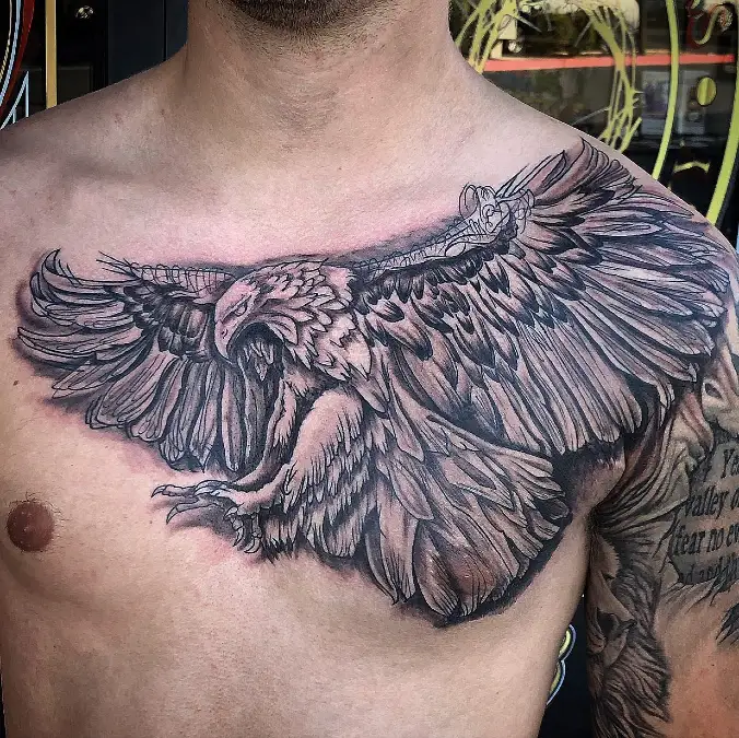 Asymmetrical Eagle Swoop Across the Collarbone
