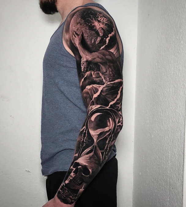 Atlas Lightning And Hourglass Skull Sleeve