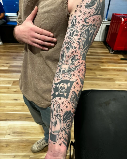 Black And Grey Patchwork With Star Filler