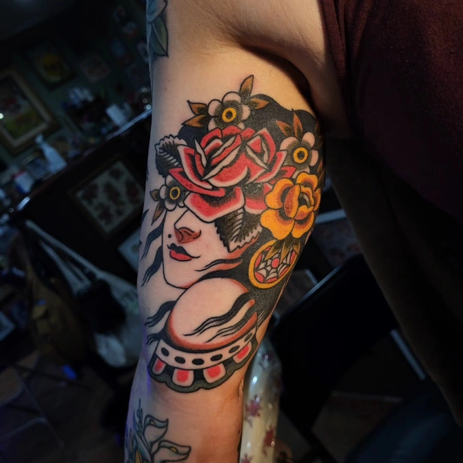 Bold Traditional Floral Portrait