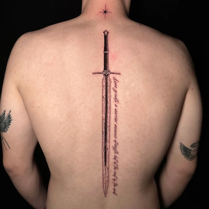 Clean Sword With Asymmetrical Text