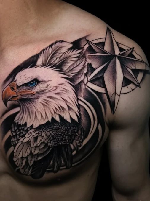 Color Accents and Geometric Lines on the Shoulder
