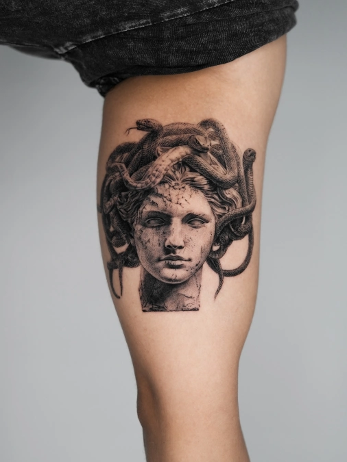 Cracked Stone Medusa Portrait