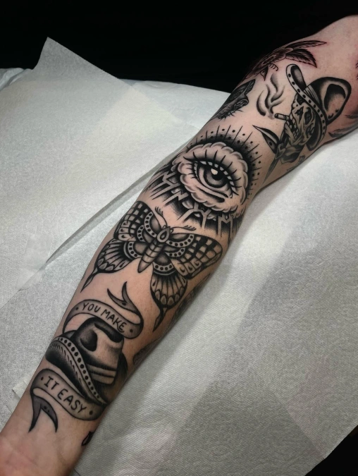 Crisp Black And Grey Stacked Motifs