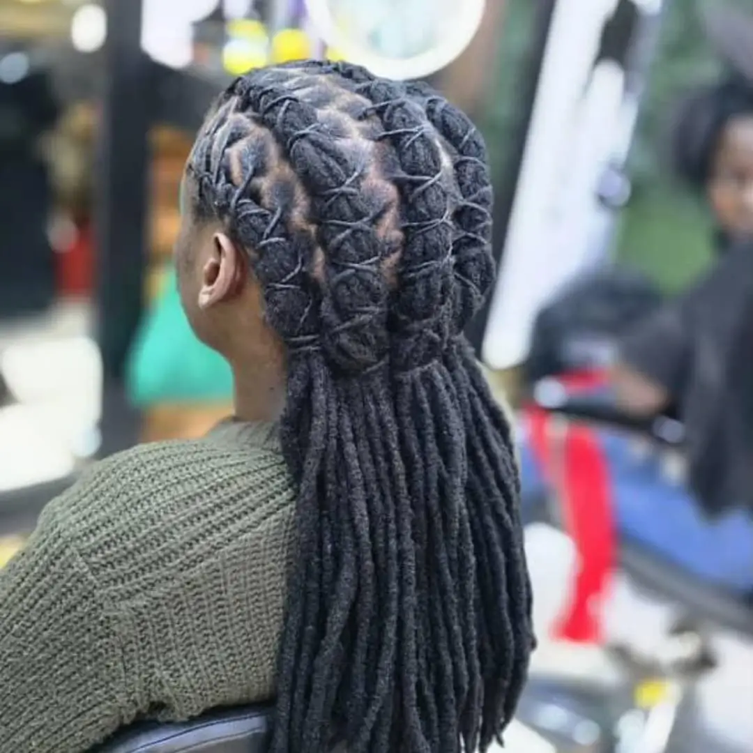 Crowned Locs with Flowing Length