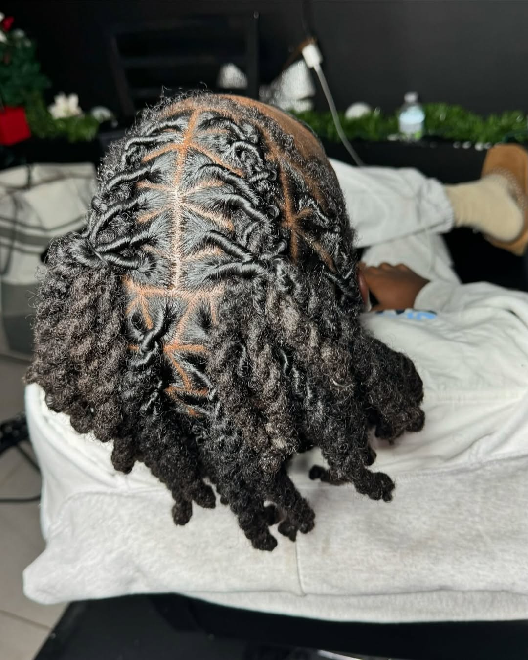 Curly-Ended Parted Locs