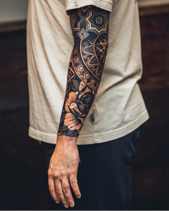 Dark Floral And Heavy Geometric Block