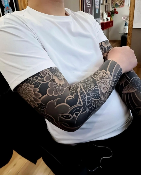 Dense Blackwork Wrap Around Sleeve