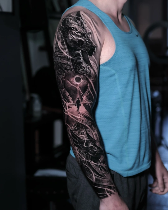 Egyptian Mythology And Dramatic Shadow Sleeve