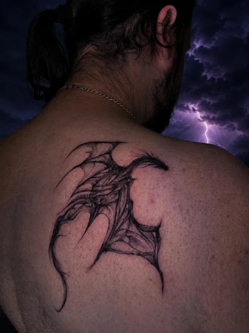 Ethereal Dragon Wing Silhouette Back Piece