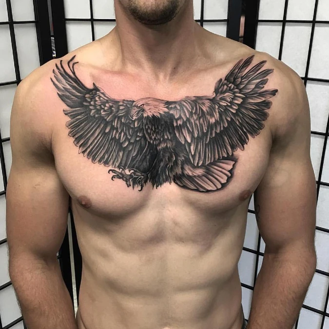Full Width Realism Eagle Across the Upper Chest