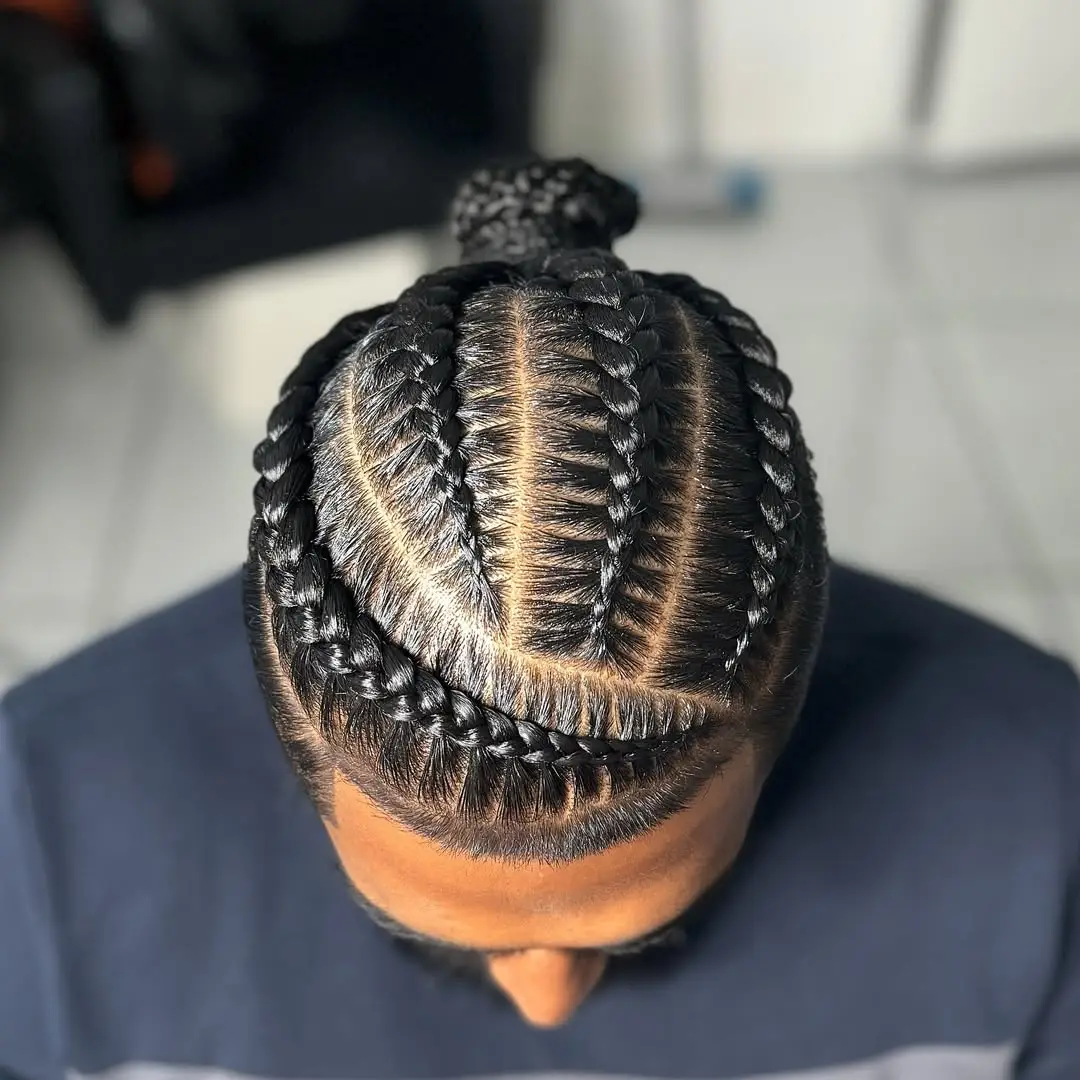 Geometric Cornrows with Top Knot