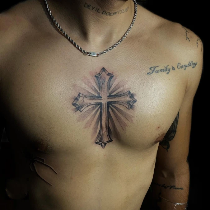 Geometric Cross With Radiating Light