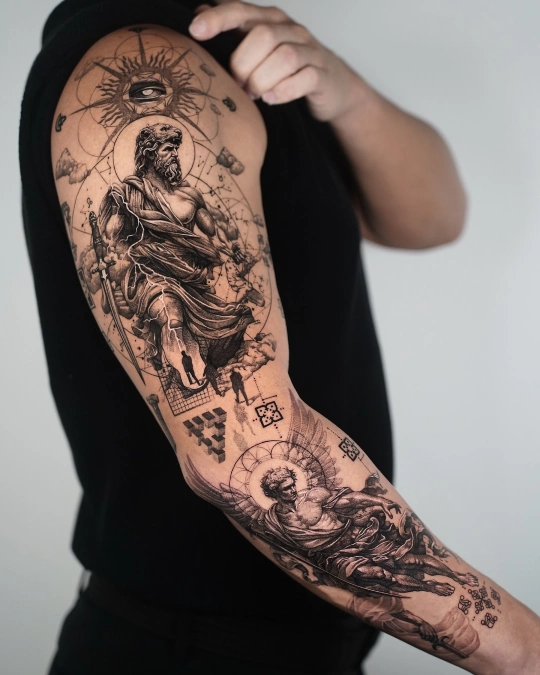 Geometric Mythology And Fine Line Sleeve
