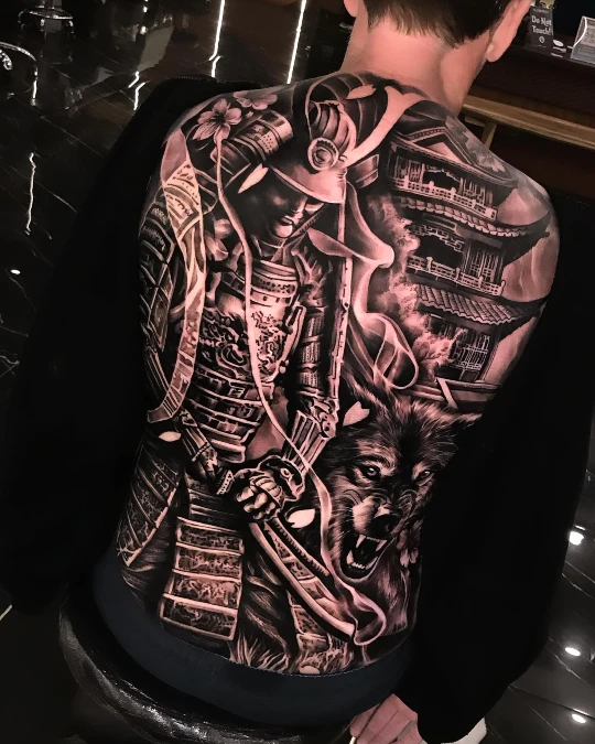 Heavy Armor Samurai And Temple Canvas