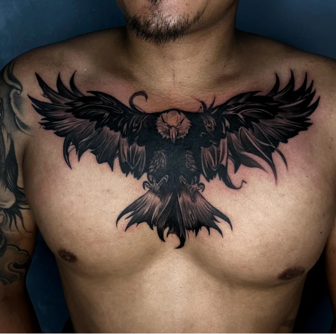 Heavy Black work Eagle With Sharp Feather Detailing