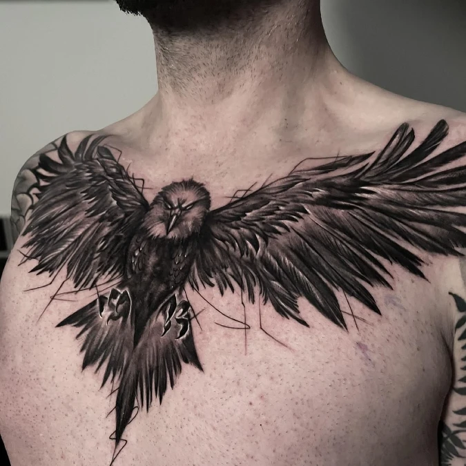 Heavy Charcoal Eagle With Sketch Lines