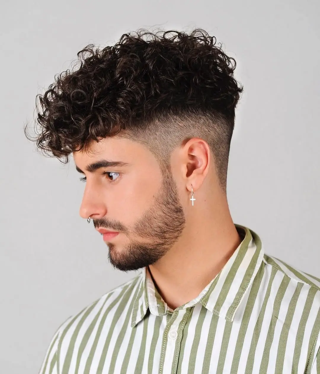 High Fade with Voluminous Curls