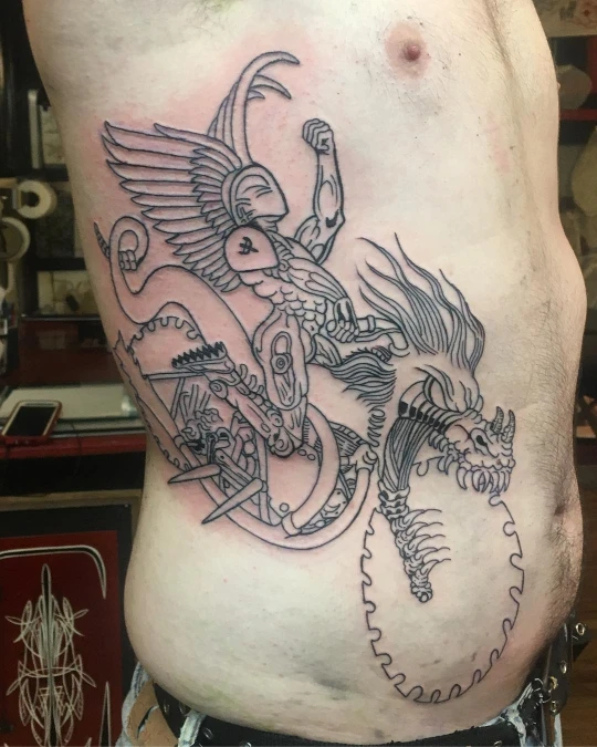 Large Scale Illustrative Outline on the Ribs