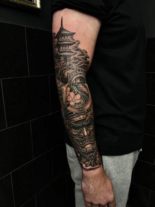 Layered Pagoda And Arched Bridge Sleeve