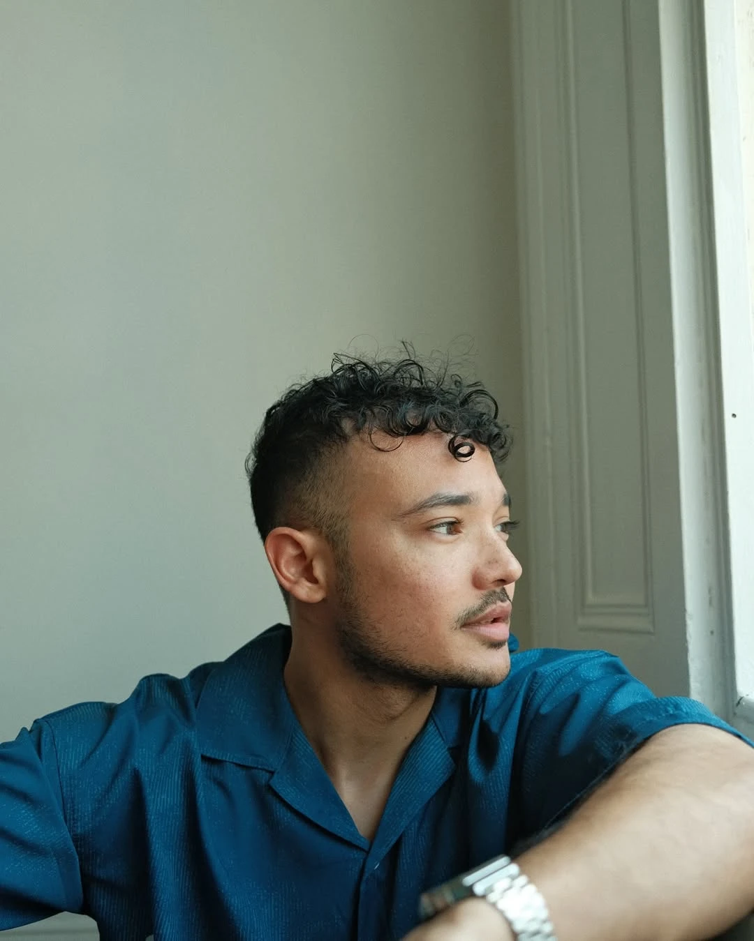 Mid-Length Curly Afro with Natural Taper