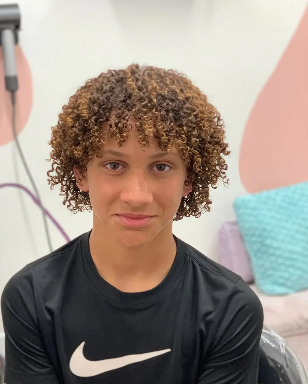 Mid-Length Curly Afro with Natural Taper
