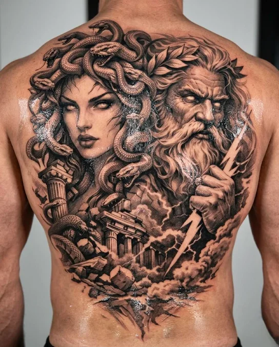 Mythological Greek Gods And Crumbling Architecture
