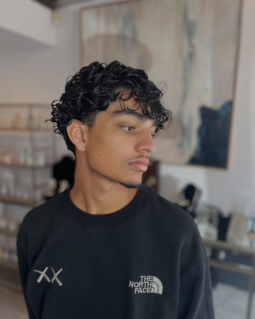Natural Flowing Curls with Tapered Sides