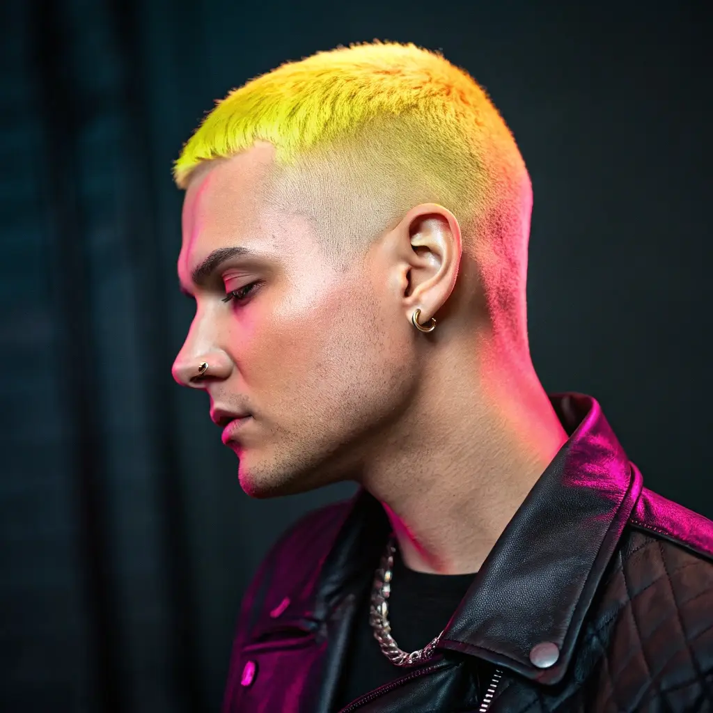 Neon Yellow Buzz with Skin Fade