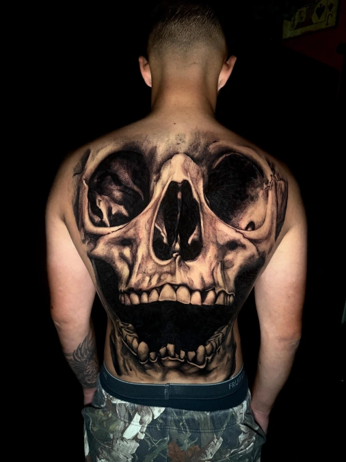 Overscaled Macabre Skull Full Back Canvas