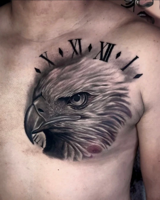 Realistic Eagle Profile with Roman Numeral Arch
