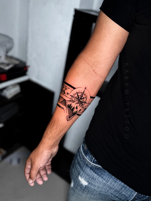 Sharp Geometric Band And Mountain Silhouette