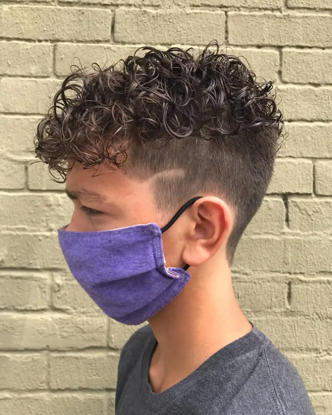 Short Curly Top with Designer Fade