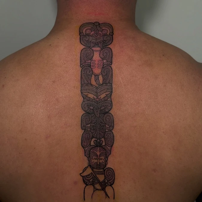 Stacked Tribal Faces And Swirling Patterns