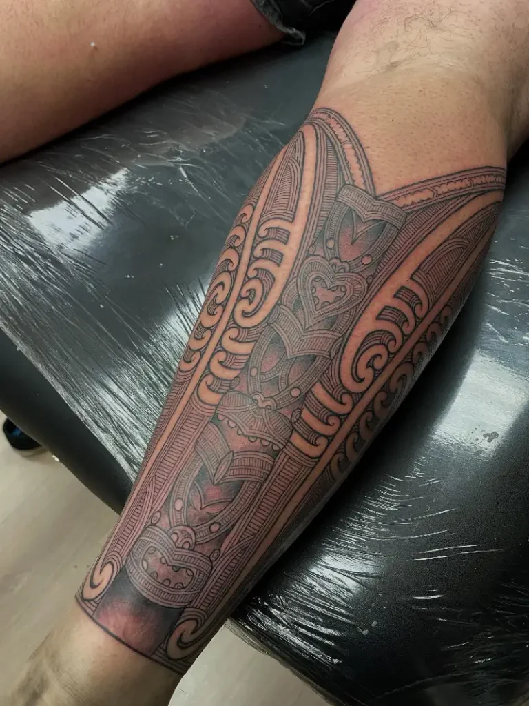 Structural Tribal Calf Wrap With Deep Linework