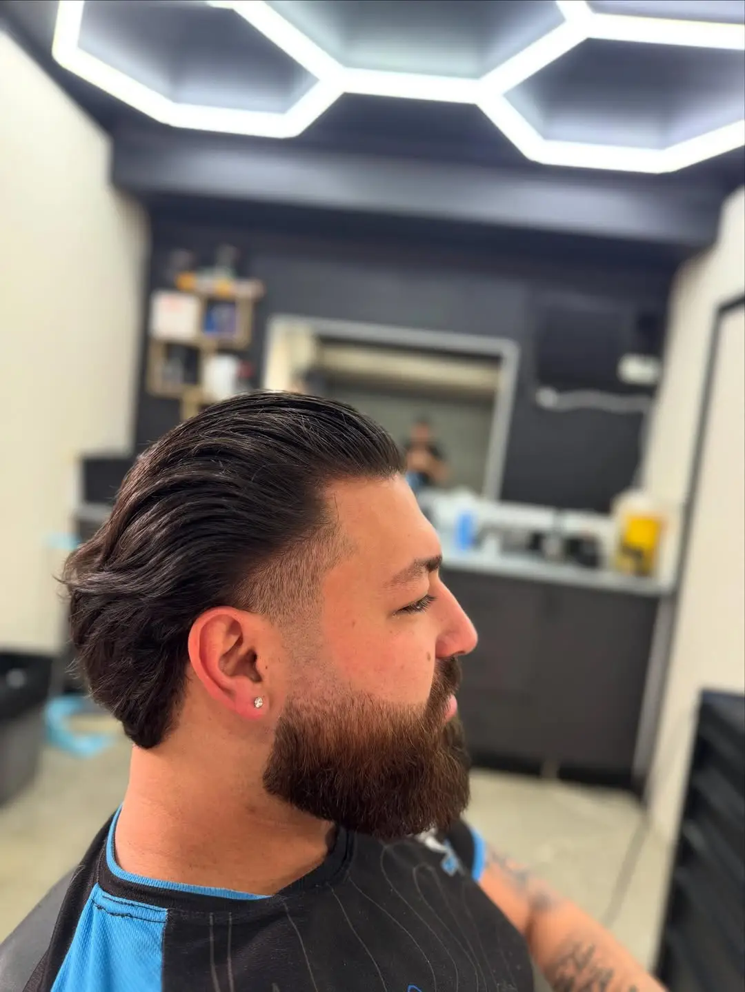 Textured Slicked Back with Beard