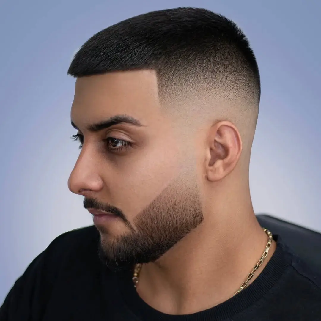 The Buzz Cut with Sharp Temple Fade
