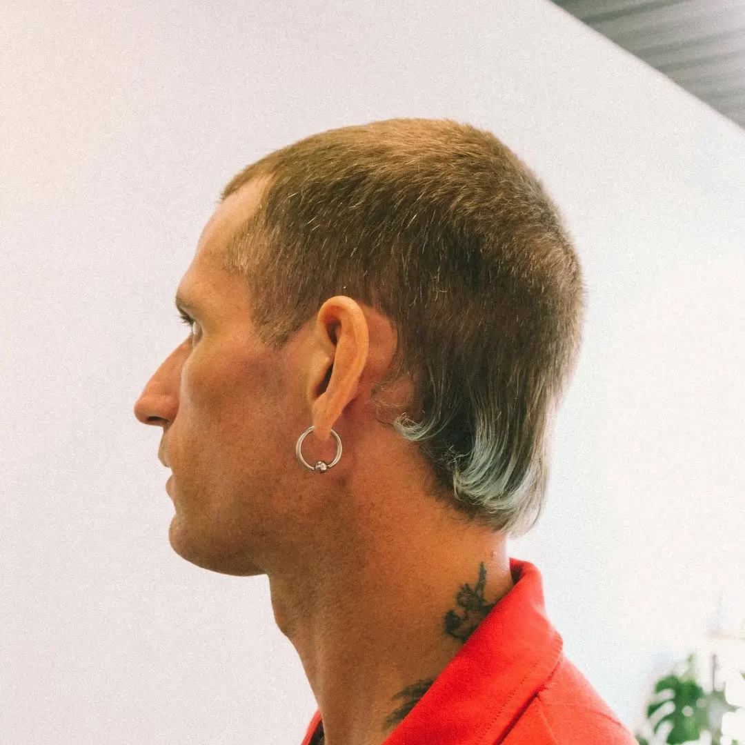 The Tapered Fade Skullet with a Teal Whisper
