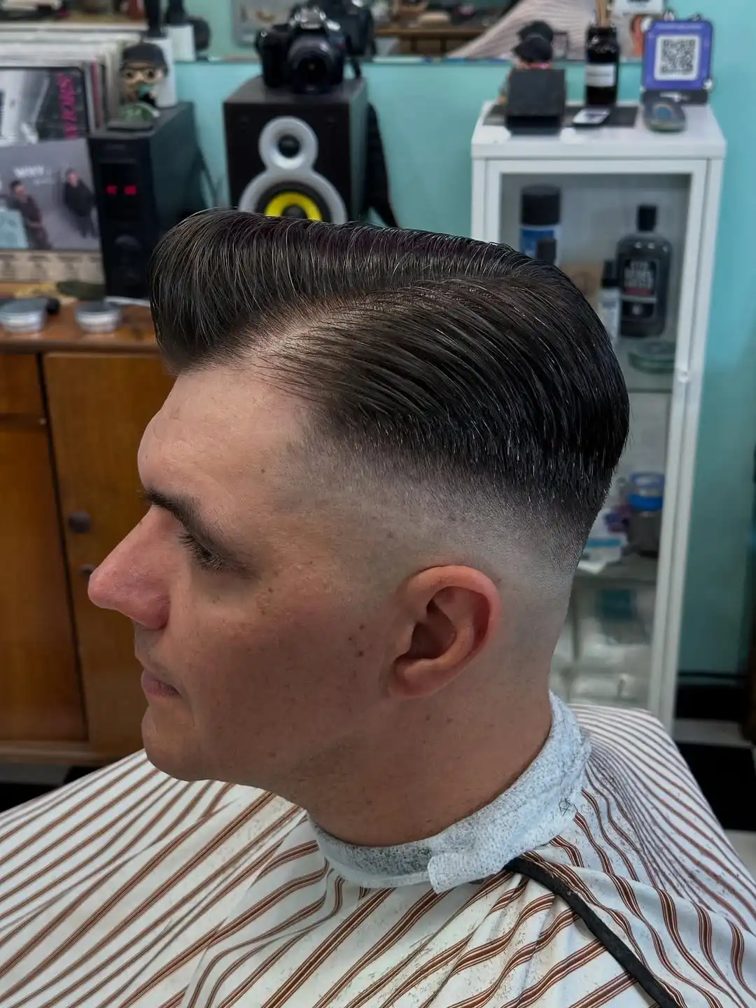 The Tapered Pompadour with High Fade
