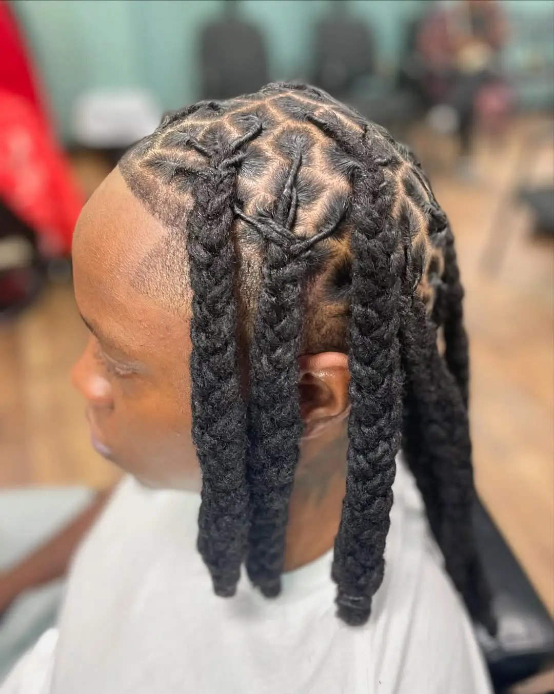 Thick Box Braid Locs with Taper