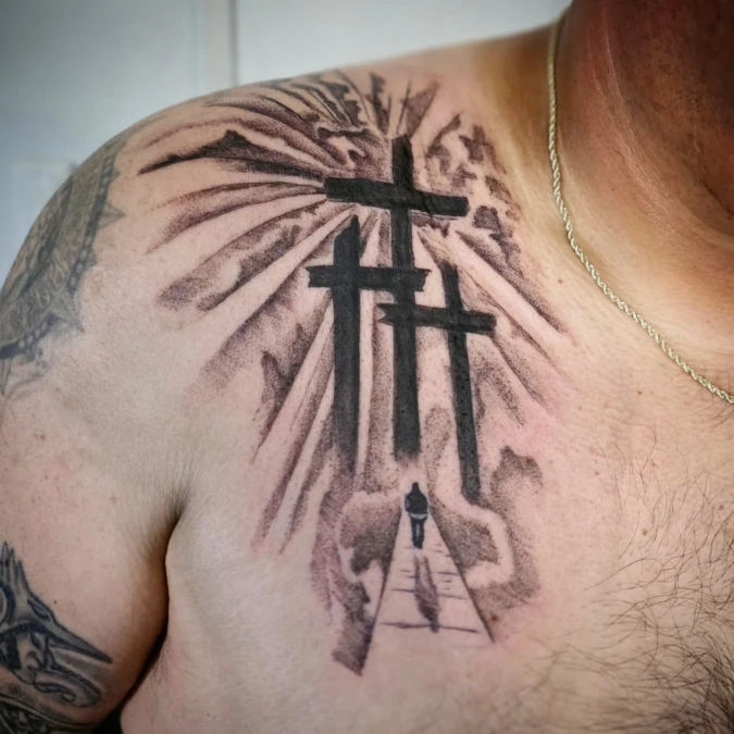 Three Crosses Above the Narrow Road