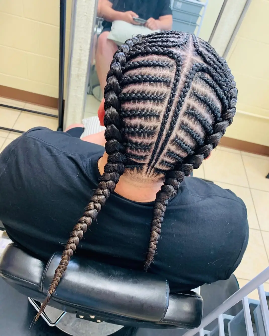 Twin Fishtail Cornrows with Undercut