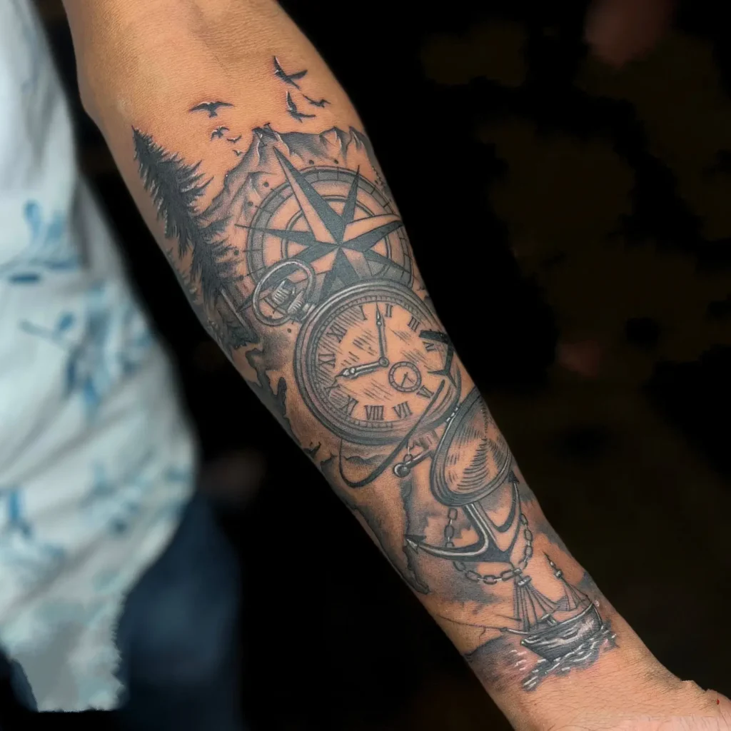 Vintage Nautical Layering On The Forearm
