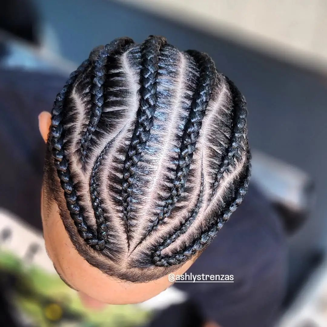 Wavy Cornrows with Clean Fade