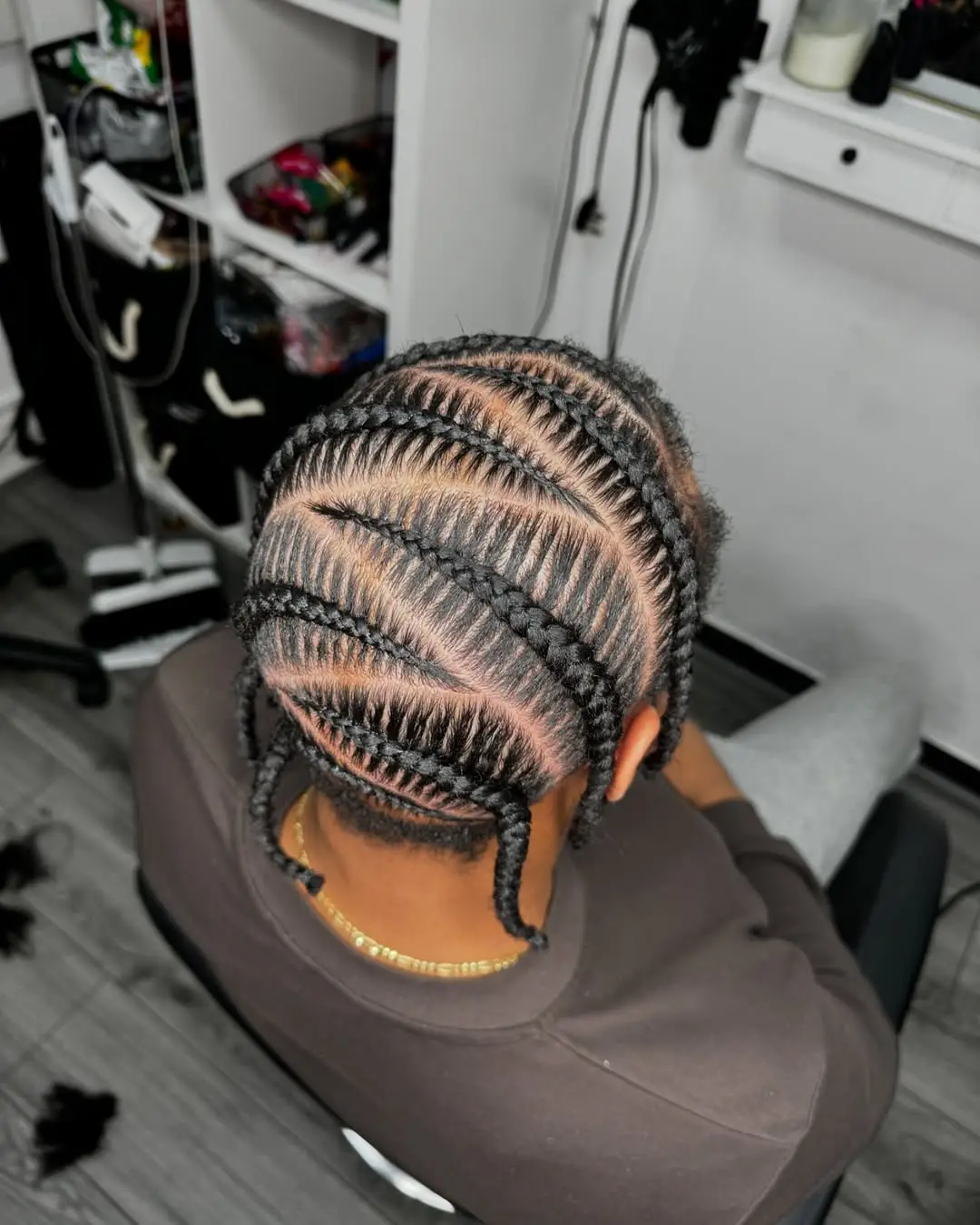Zigzag Cornrows with Defined Partings
