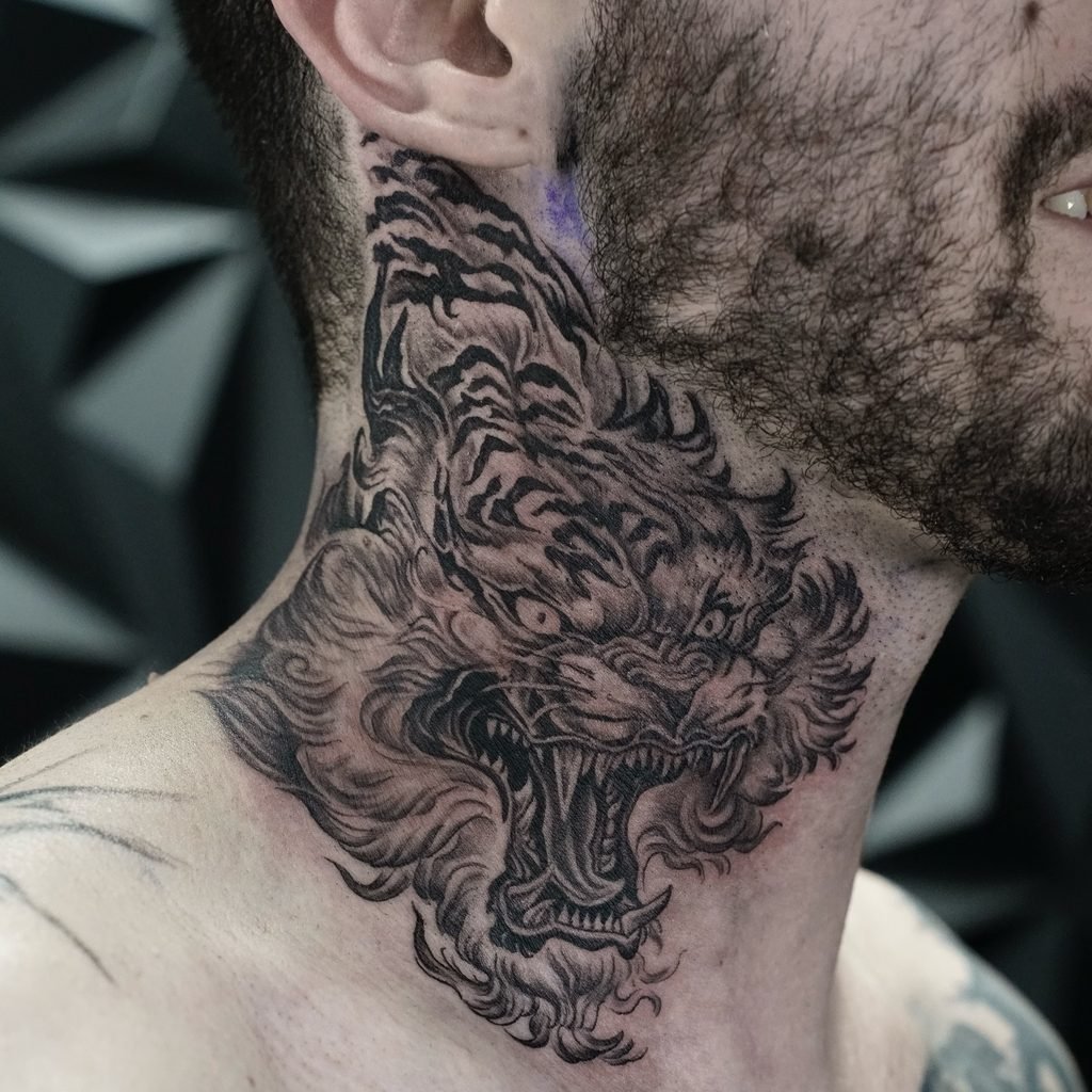 Roaring Irezumi Tiger With Heavy Ink Shading