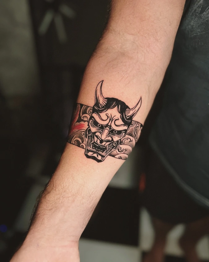 Breaking the Band Hannya Mask Wrist Tattoo