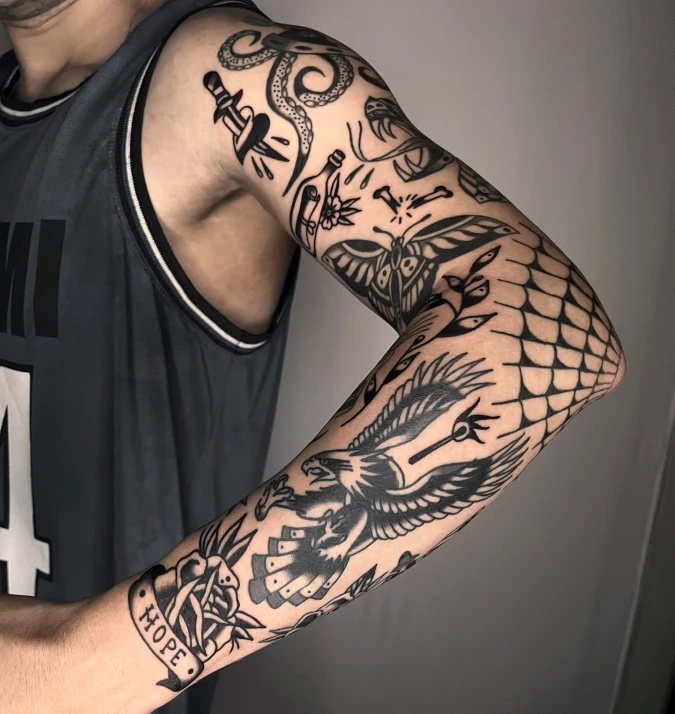 Octopus and Eagle Sleeve