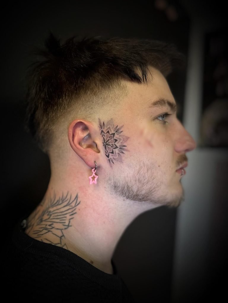 Intricate Dotwork Mandala Temple Placement