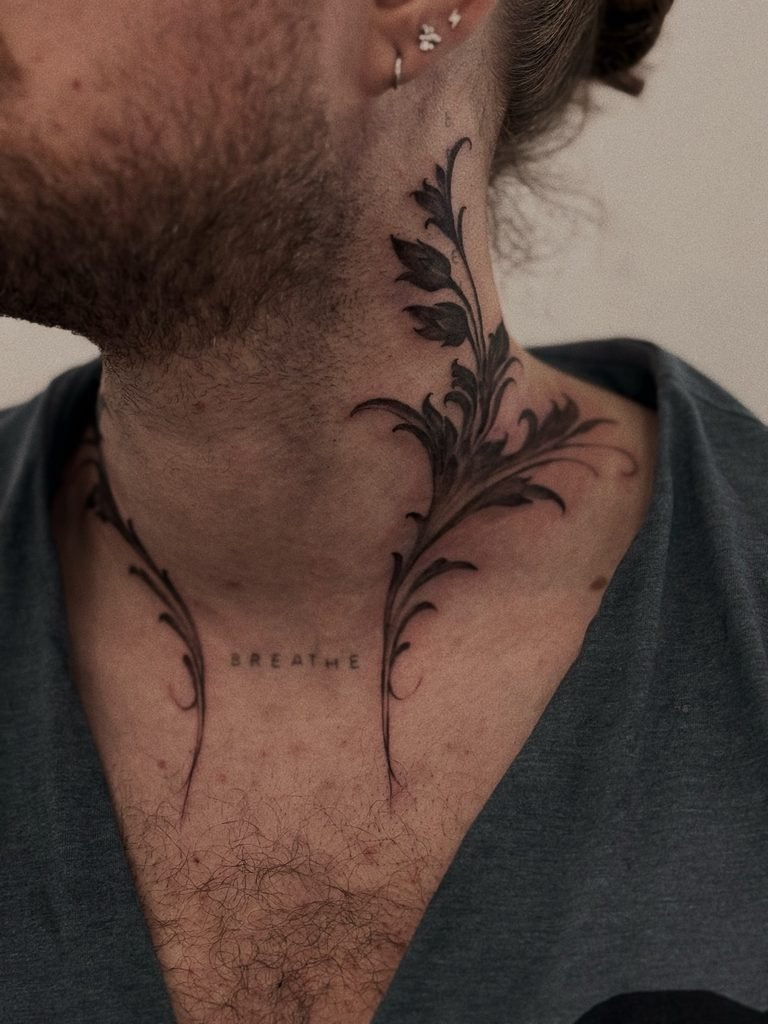 Trailing Botanical Vines With Minimalist Collar Text